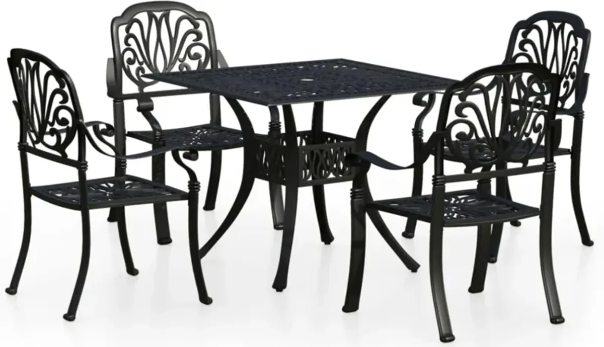 vidaXL 5 Piece Bistro Set Cast Aluminum Black