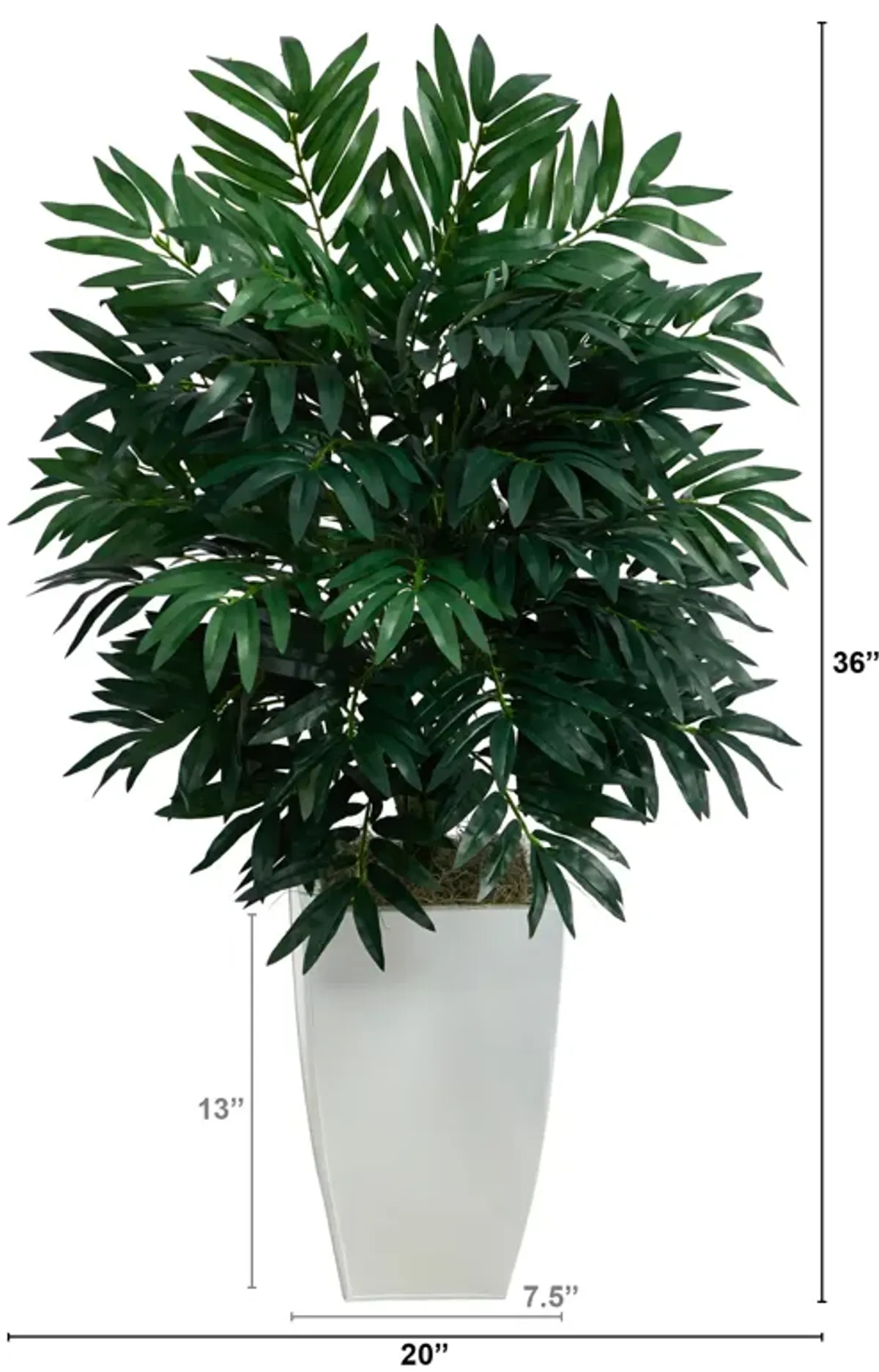 Hivvago 3" Bamboo Palm Artificial Plant in White Metal Planter