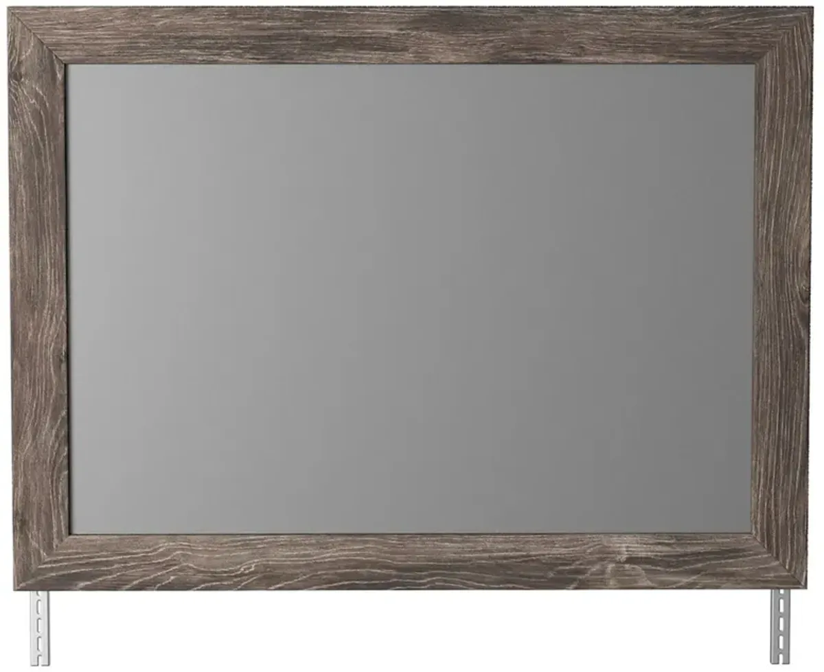 Bedroom Mirror with Replicated Grain Details, Rustic Gray - Benzara