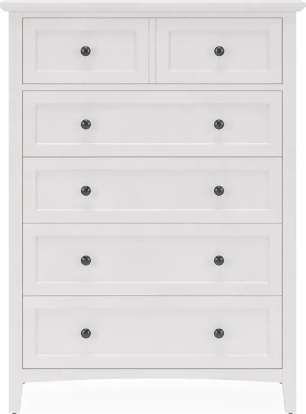Grace Five Drawer Chest in Snowfall White