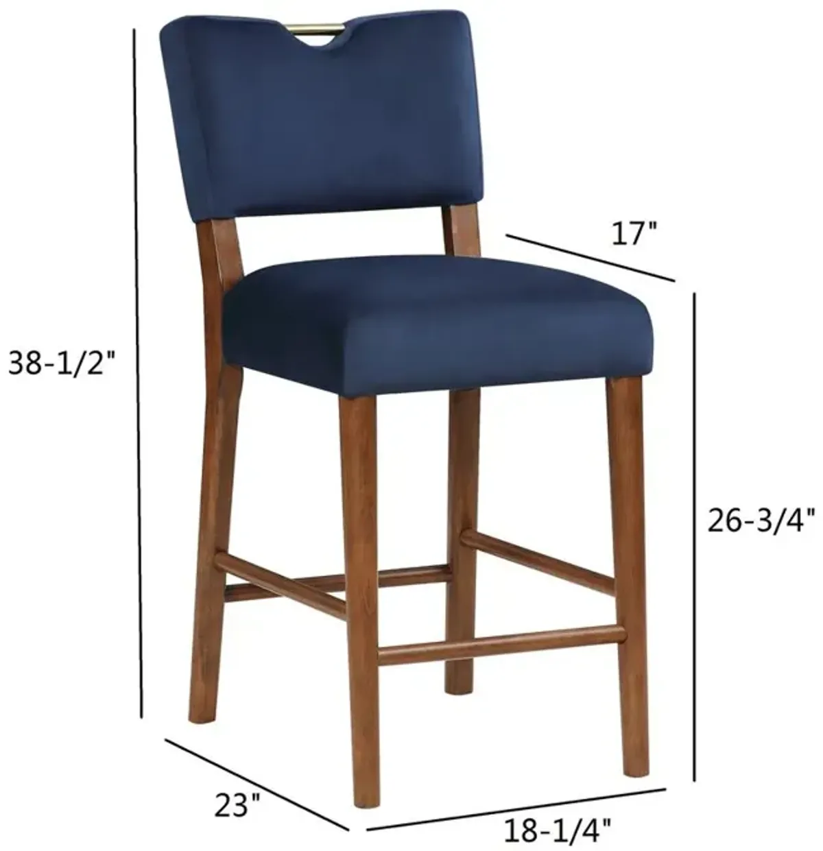 Comfort Pointe Bonito Navy Blue Velvet Counter Height Stool