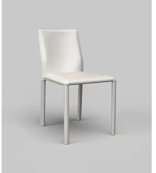 Set of 2 White PU Leather Side Chair, Iron Frame covered with PU leat