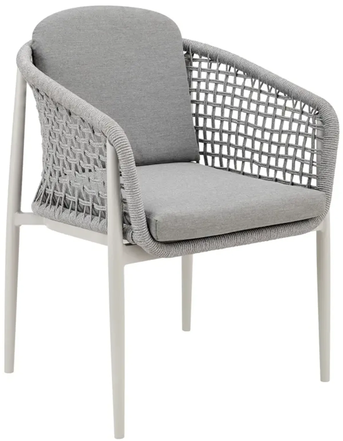 Rue 24 Inch Outdoor Patio Armchair Set of 2, Mesh Woven Rope, Gray Frame - Benzara