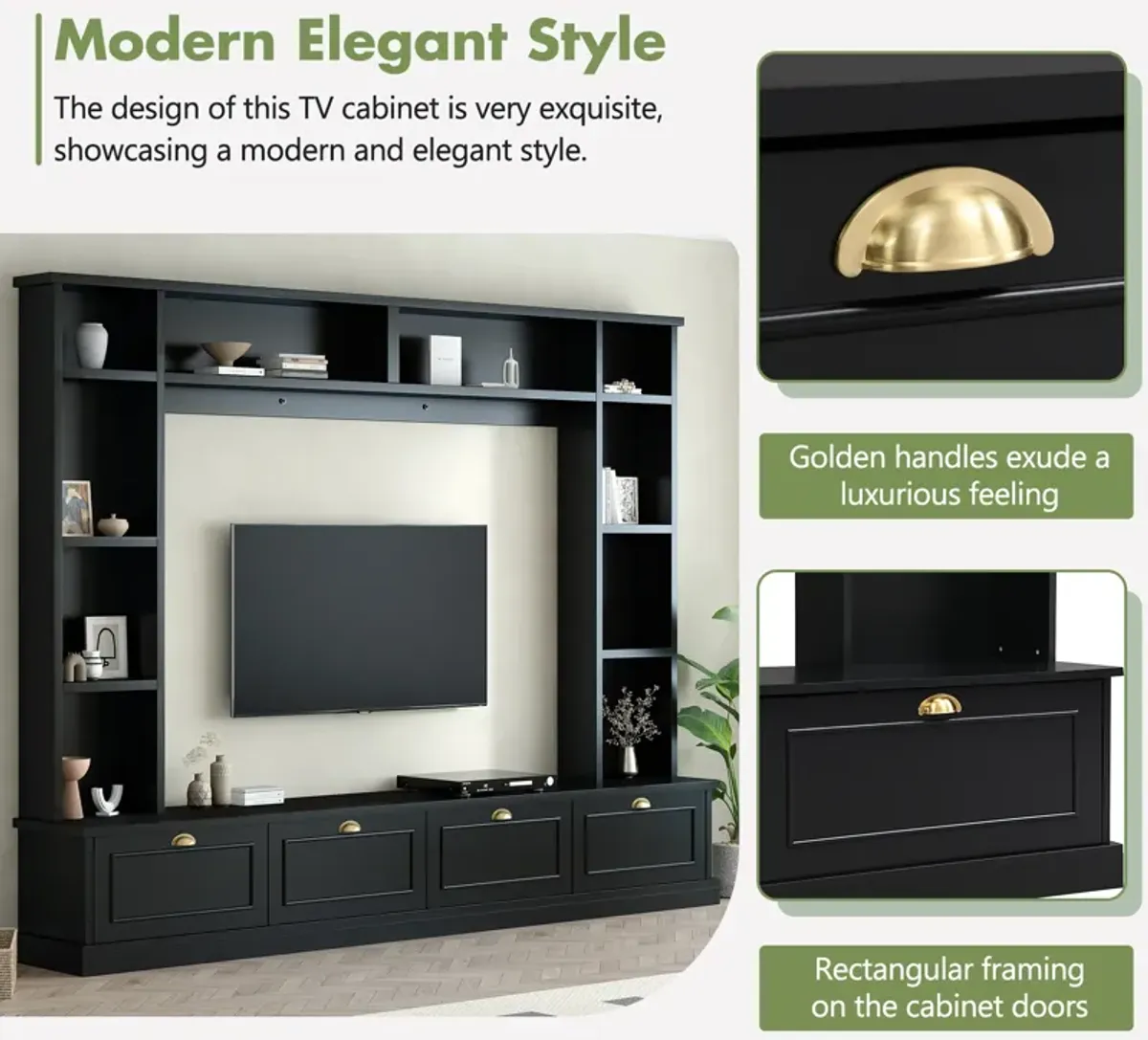 Merax Wall Unit Entertainment Center with Bookshelves