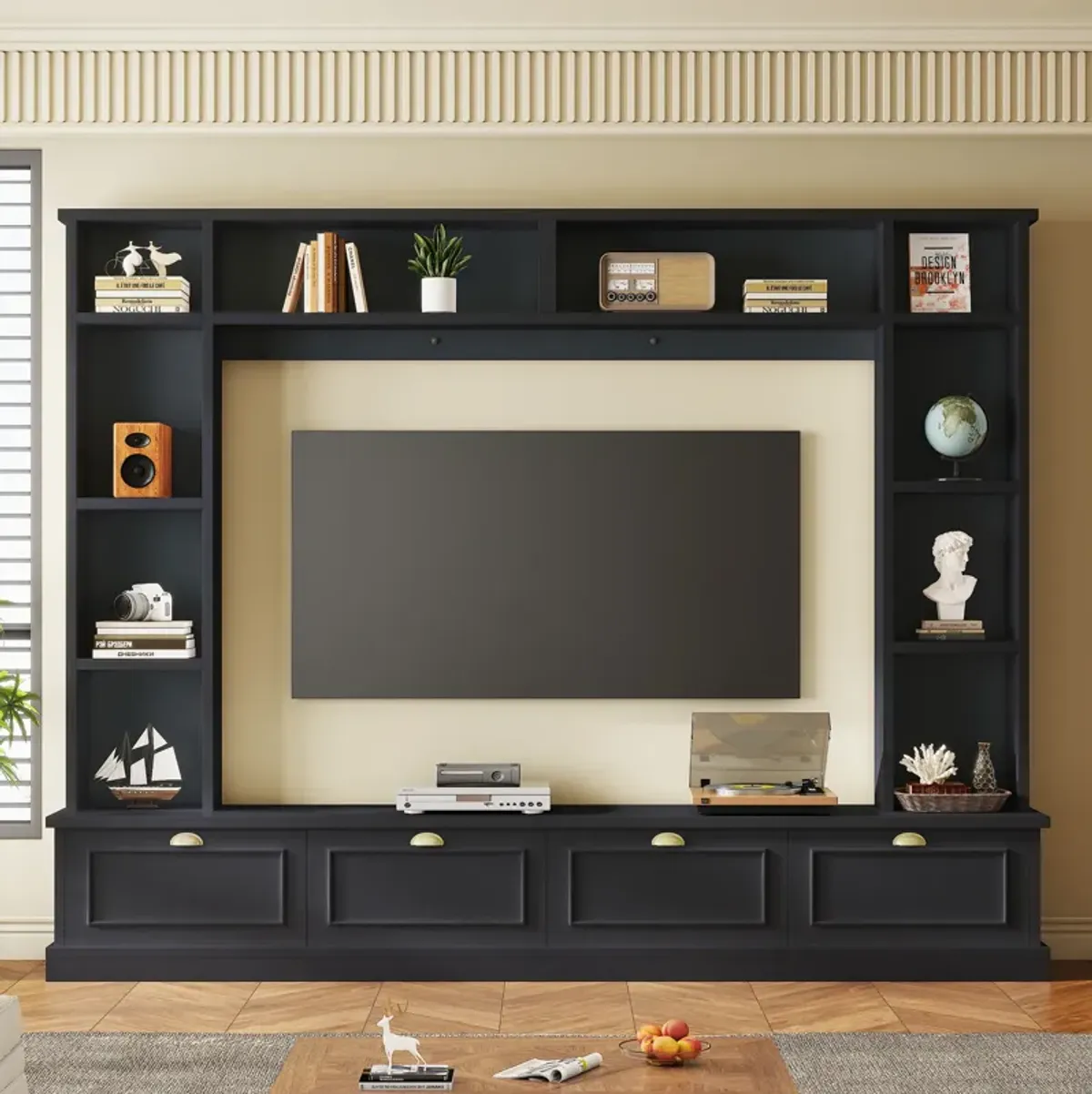 Merax Wall Unit Entertainment Center with Bookshelves