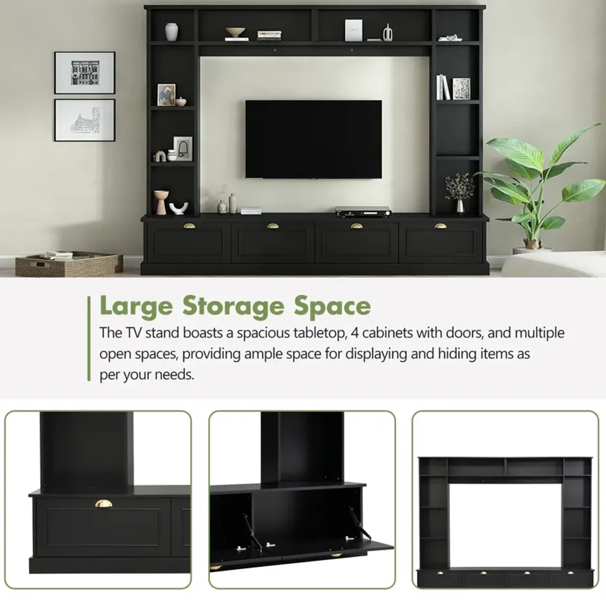 Merax Wall Unit Entertainment Center with Bookshelves