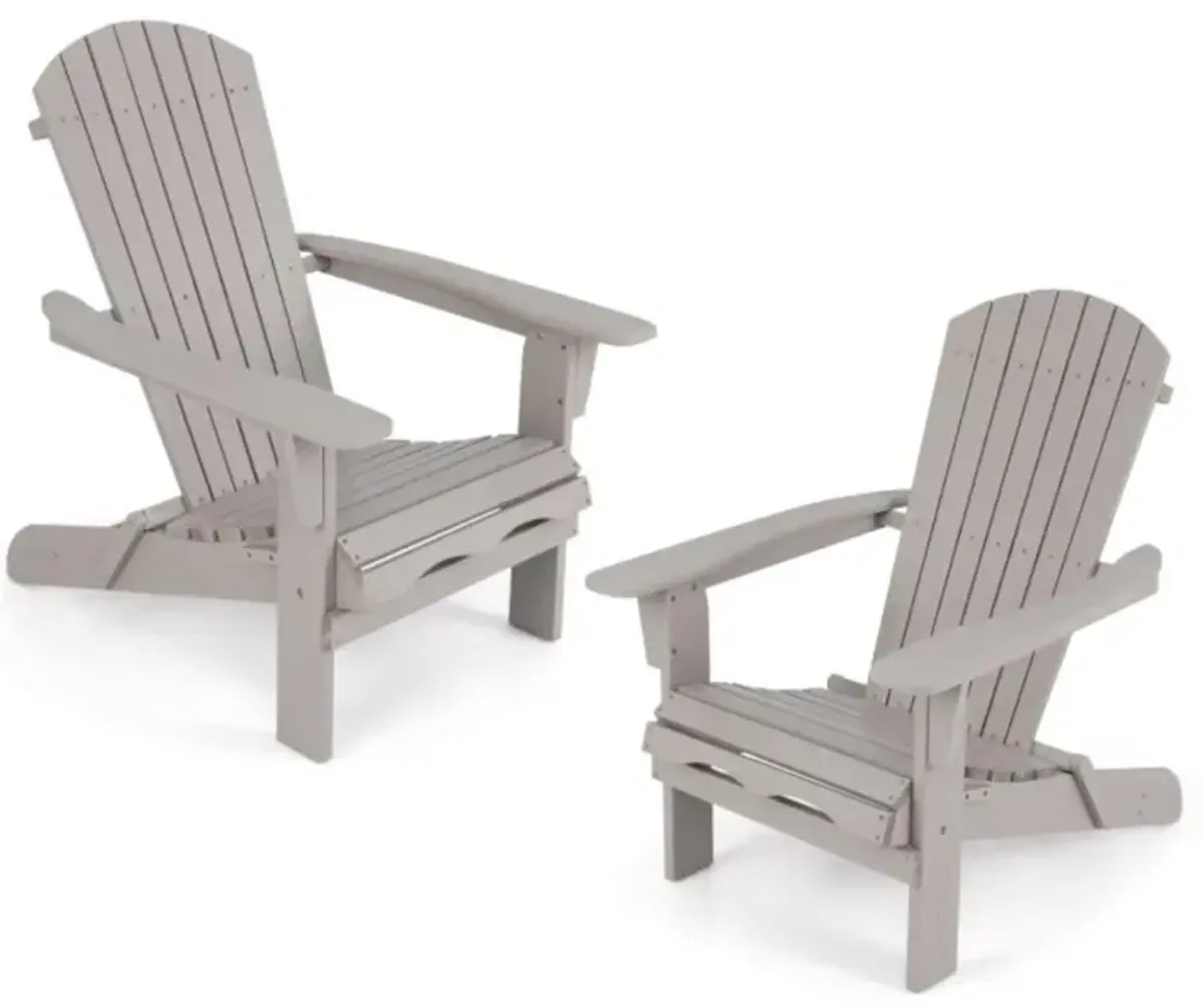 Hivvago Folding Adirondack Chair Set of 2 with High Backrest and Wide Armrests