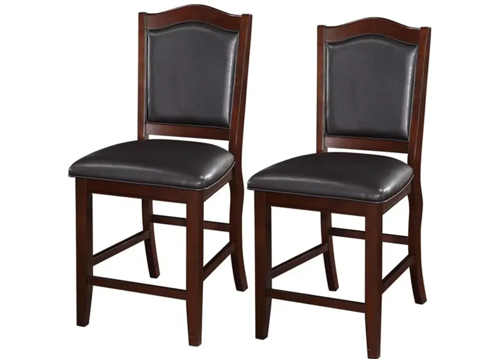 Wooden Armless High Chair, Espresso Brown & Black, Set of 2 - Benzara