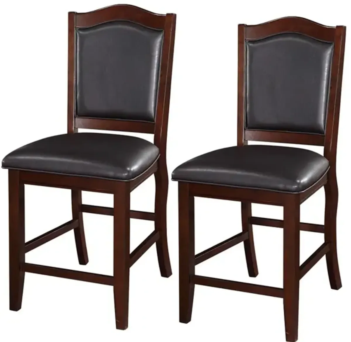 Wooden Armless High Chair, Espresso Brown & Black, Set of 2 - Benzara