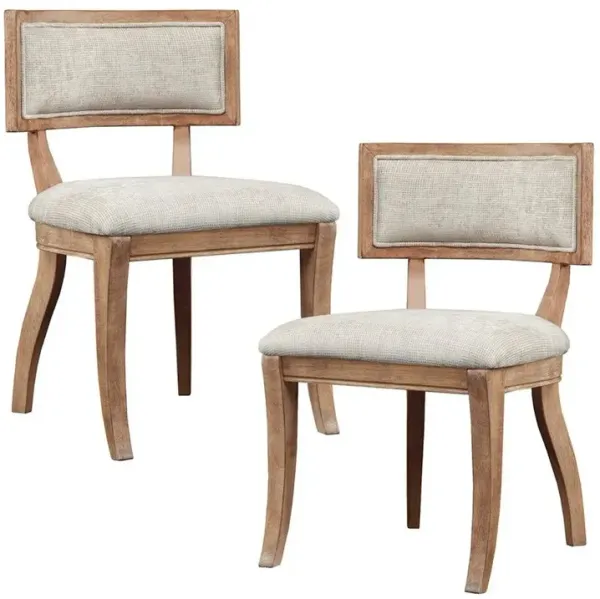 Starlight Canyon Home Set of 2 Beige Modern Dining Chairs with Rubberwood and Solid Wood Frame