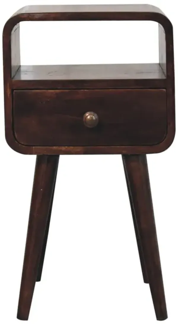 Artisan Furniture Solid Wood Mini California Walnut Curved Bedside with Open Slot