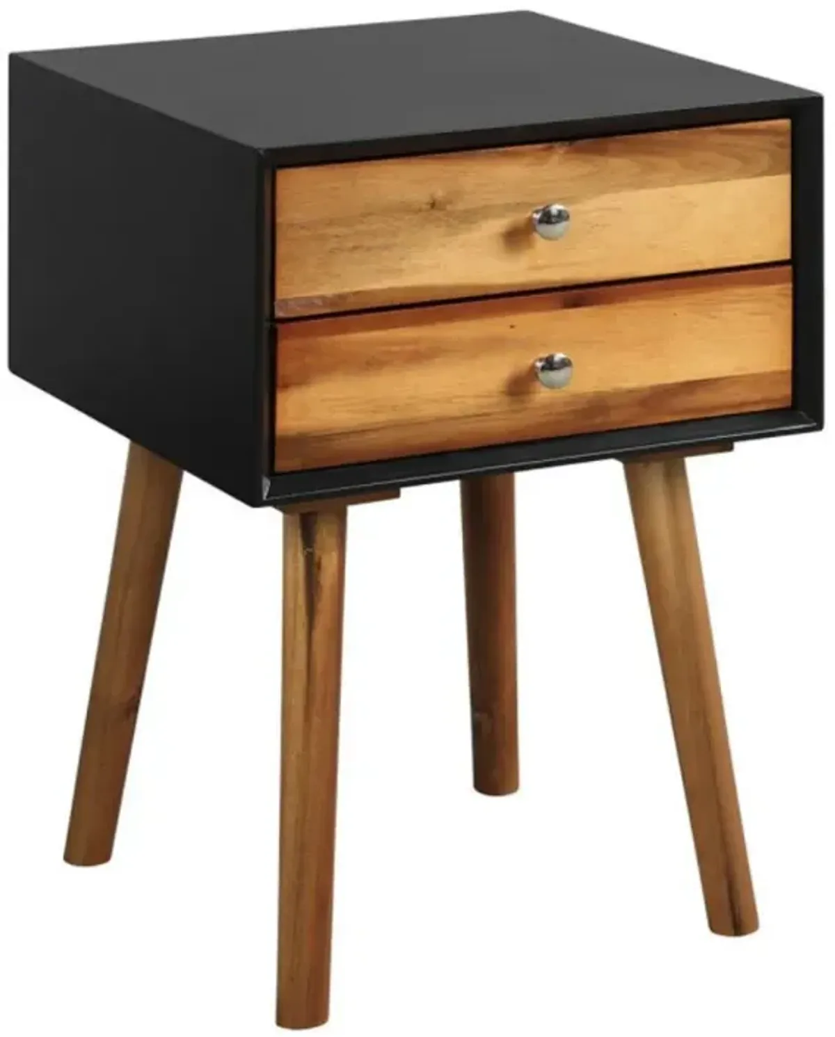 Hivvago Wooden Nightstand Mid-Century End Side Table with 2 Storage Drawers