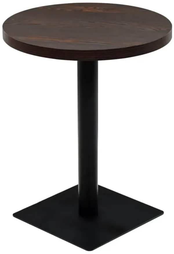 vidaXL Bistro Table MDF and Steel Round 23.6"x29.5" Dark Ash