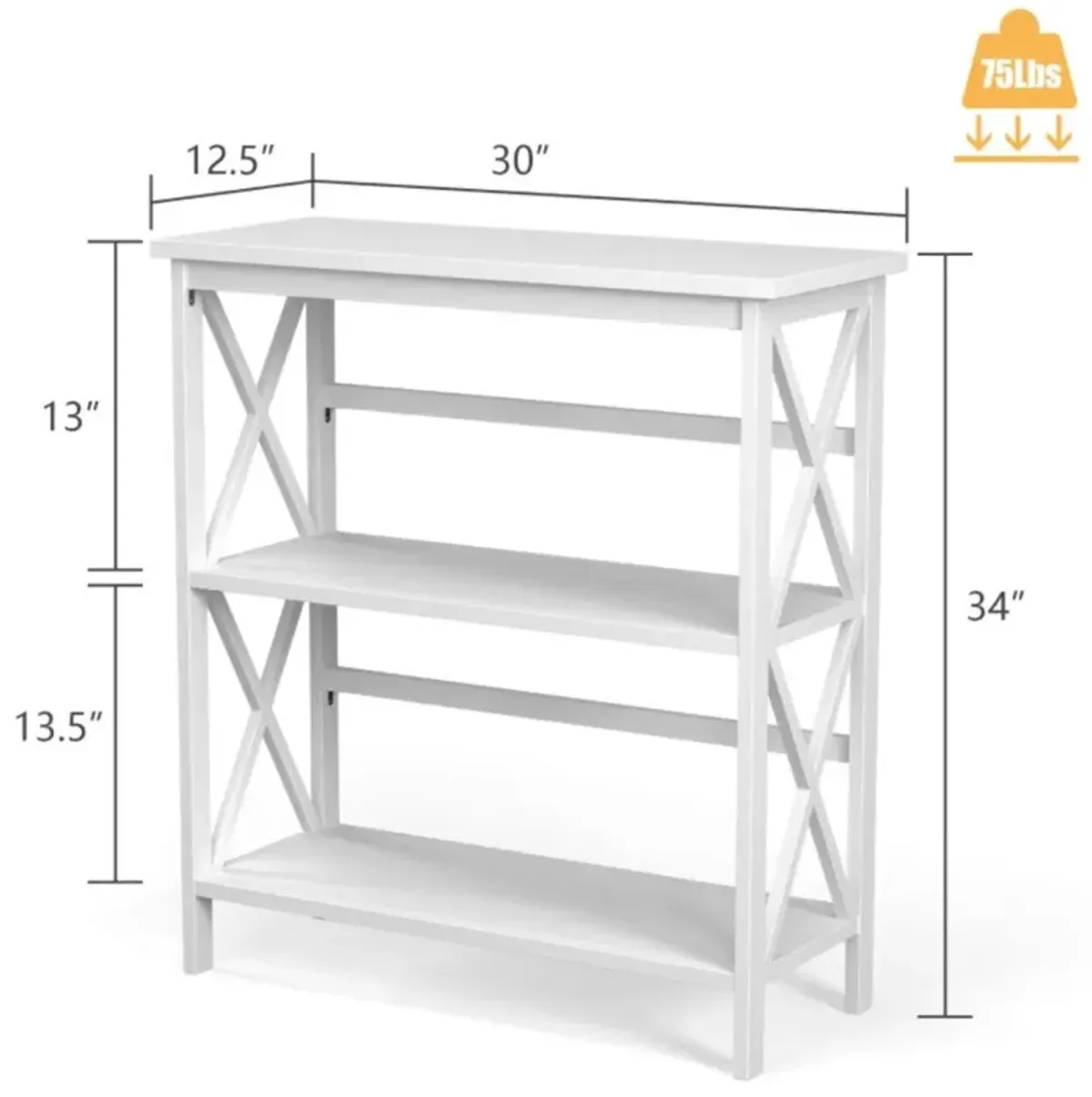 Hivvago 3-Tier Wooden Multi-Functional X-Design Etagere Storage Bookshelf