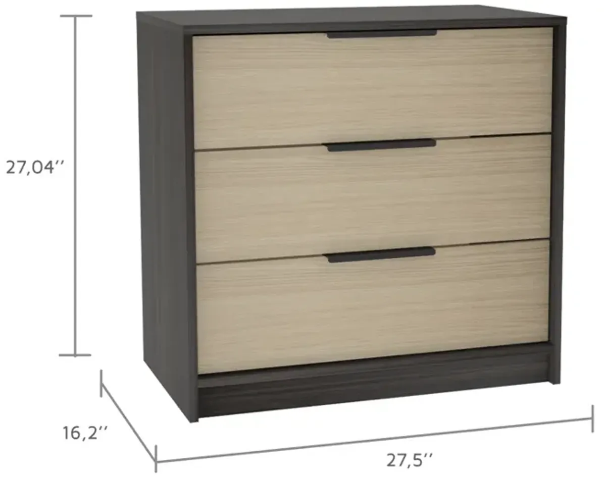 Kaia 3 Drawers Dresser, Superior Top - Black Pine