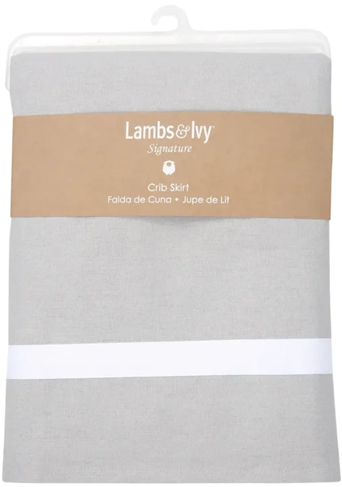 Lambs & Ivy Signature Gray Linen with White Trim 4-Sided Crib Skirt