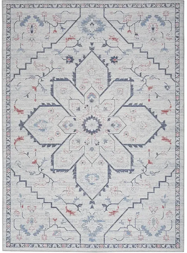 Machine Washable Series 1 SR110 Ivory/Blue 4' x 6' Rug