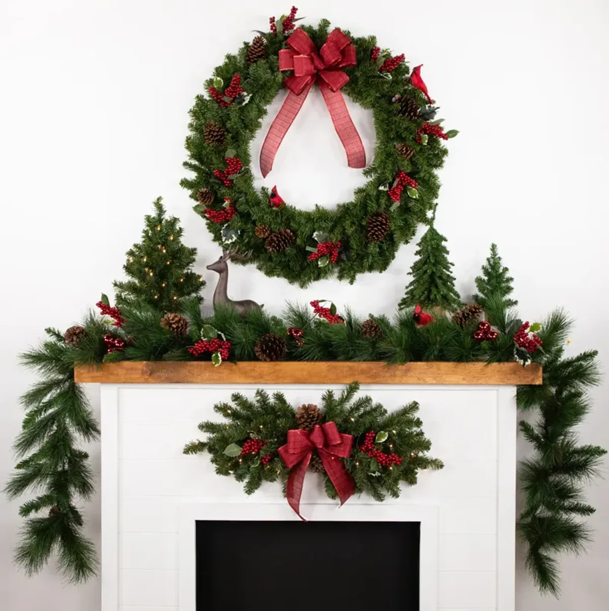 32" Pre-Lit Canadian Pine Artificial Christmas Swag - Clear Lights