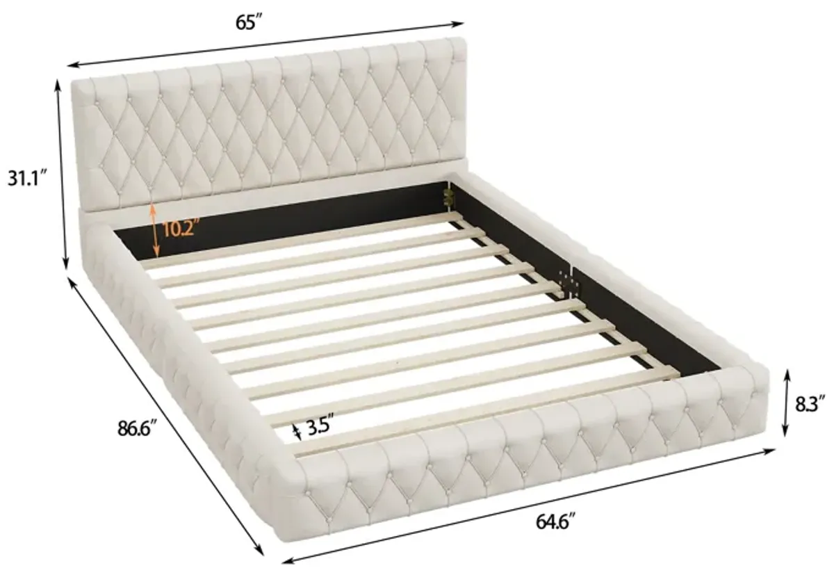 Merax Upholstered Platform Bed with Tufted Headboard