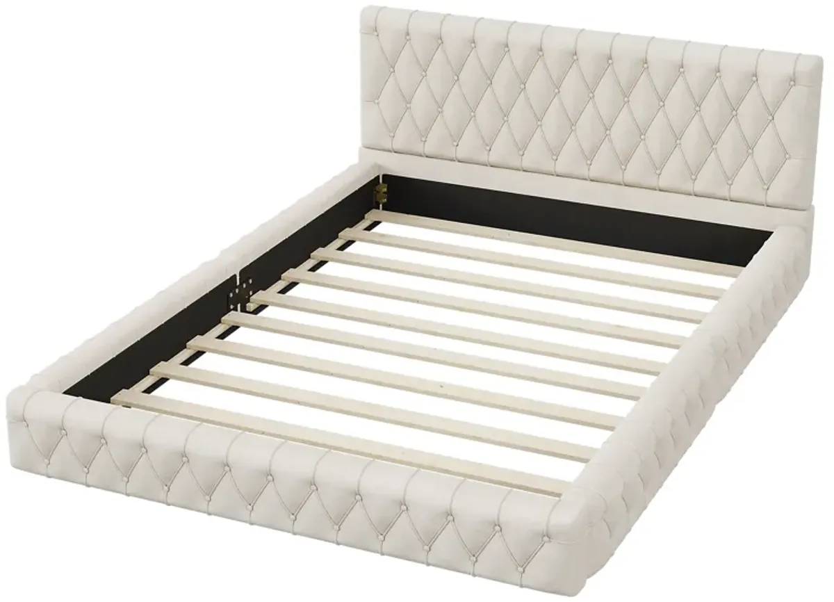 Merax Upholstered Platform Bed with Tufted Headboard