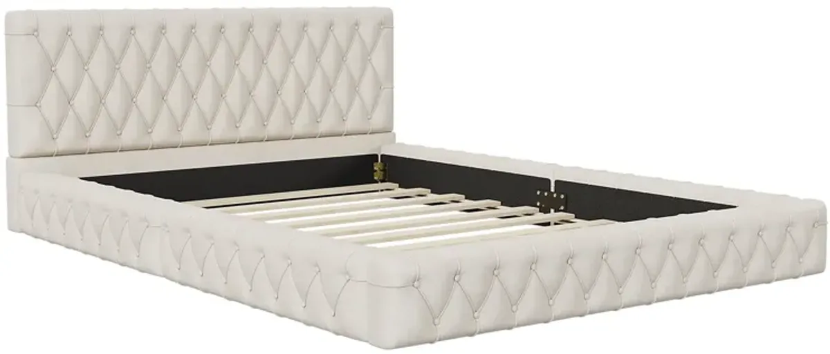 Merax Upholstered Platform Bed with Tufted Headboard