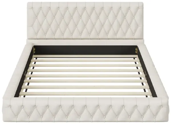 Merax Upholstered Platform Bed with Tufted Headboard