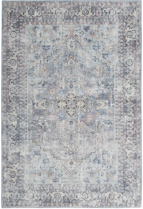 Machine Washable Series 1 SR104 Light Gray/Blue 5'3" x 7'3" Rug