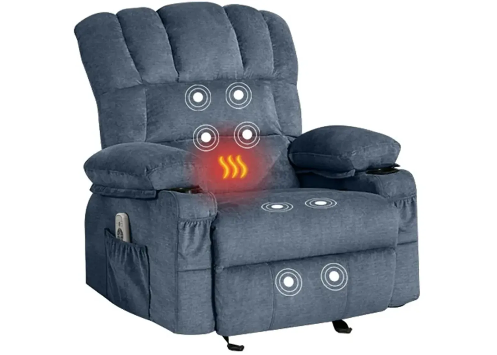 29 in. W Fabric Recliner with Rocking, Remote Control, Tufted and Storage