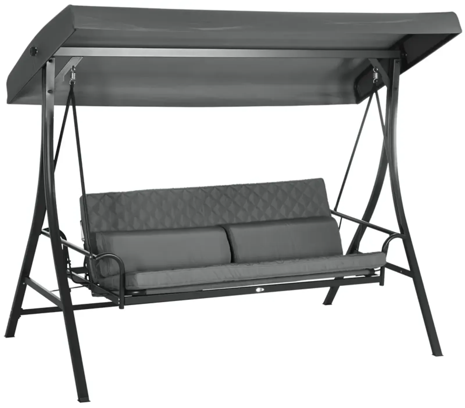 Dark Gray Outdoor Comfort: 3-Person Swing Seat with Adjustable Canopy