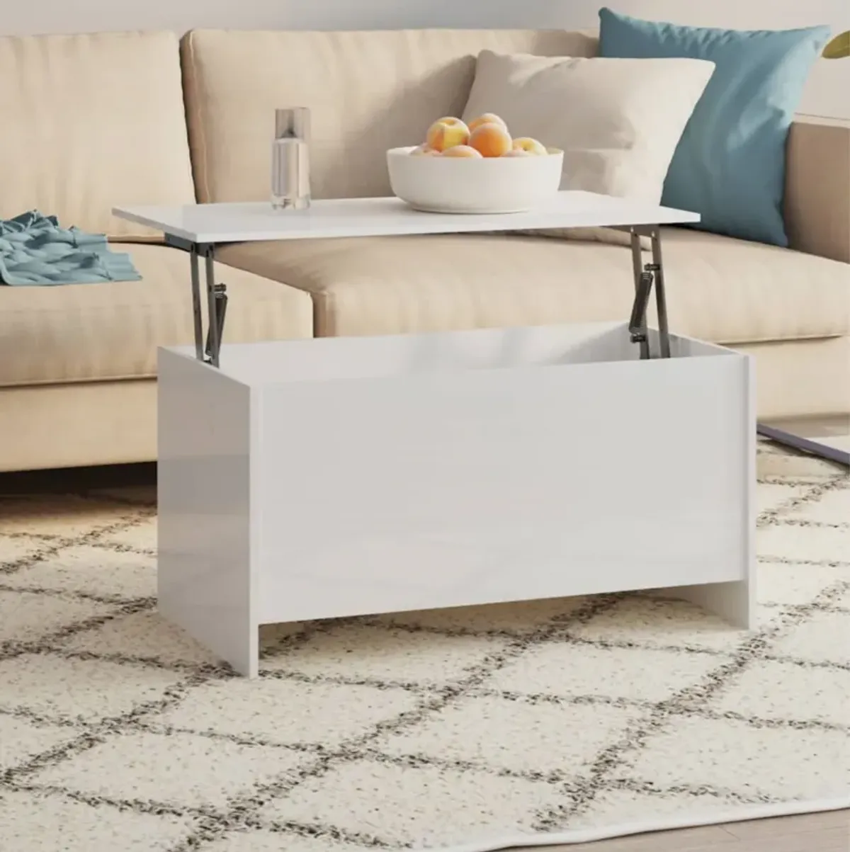 vidaXL Coffee Table High Gloss White 40.2"x21.9"x20.7" Engineered Wood