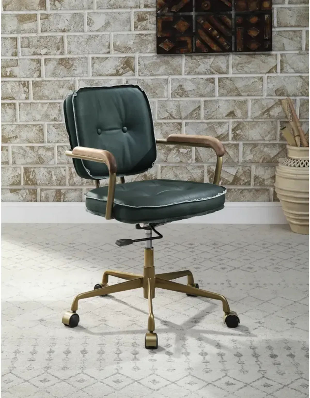 Seicross Office Chair, Emerald Leather