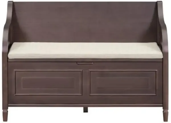 Solid Wood Storage Bench with Hinged Lid for Entryway or Bedroom