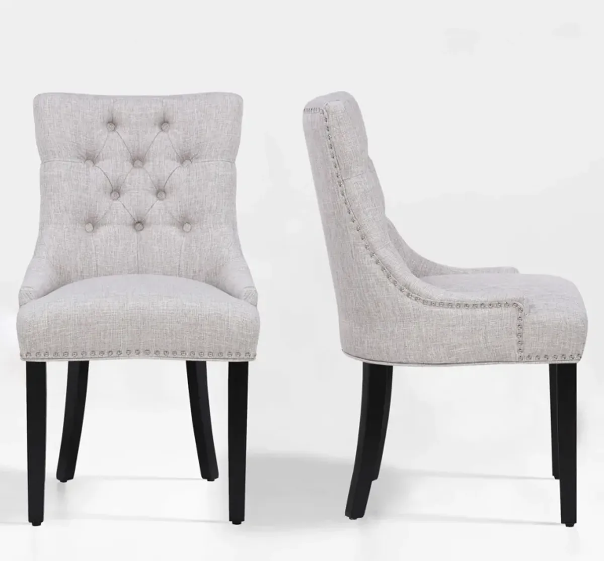 WestinTrends Upholstered Wingback Button Tufted Dining Chair (Set of 2)