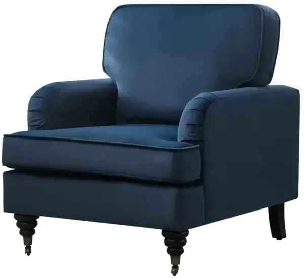 Velvet Accent Chair, Sofa Armchair With Casters, Mid-Century Modern Velvet