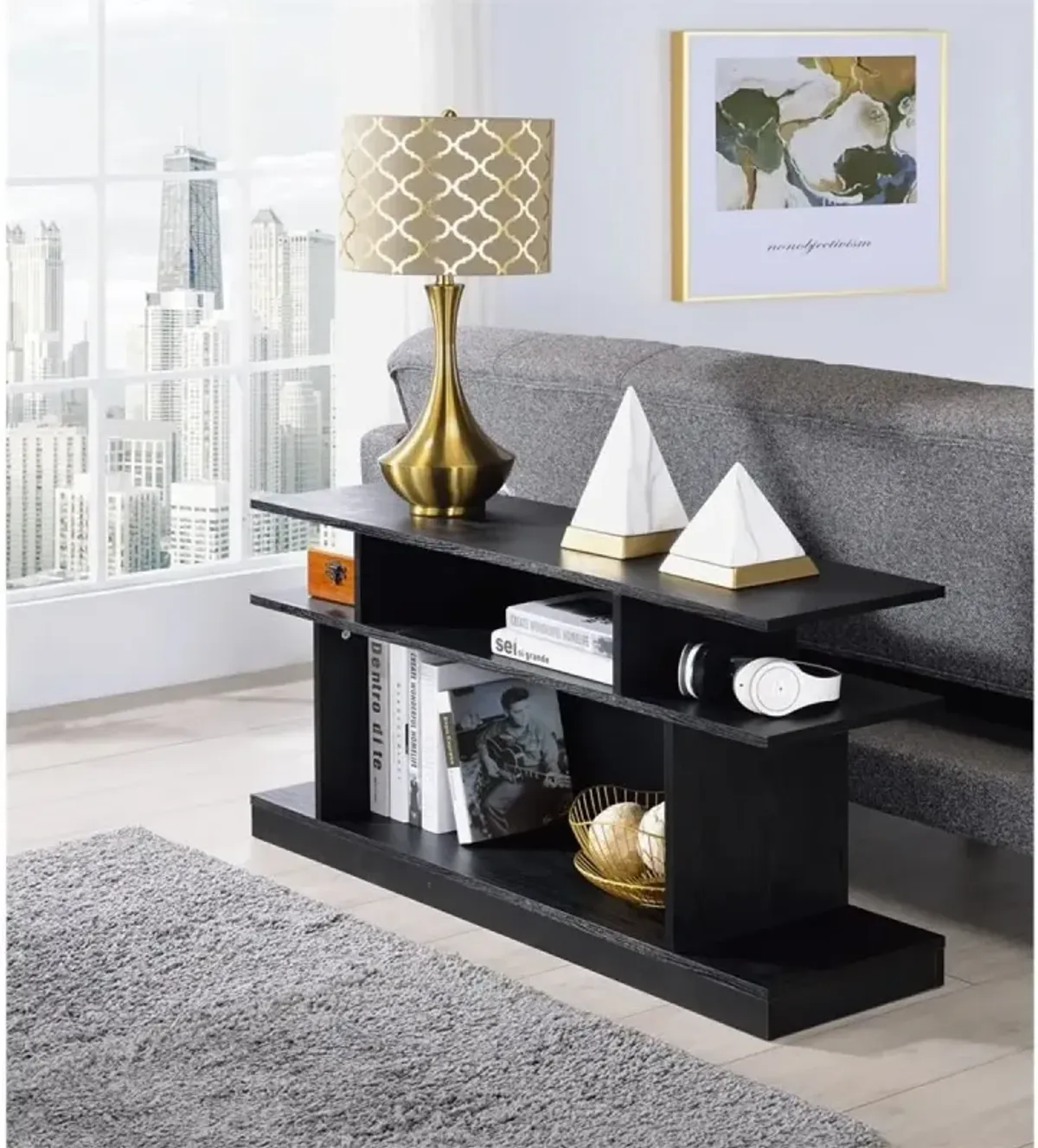 Sollix Sofa Table, Black Finish