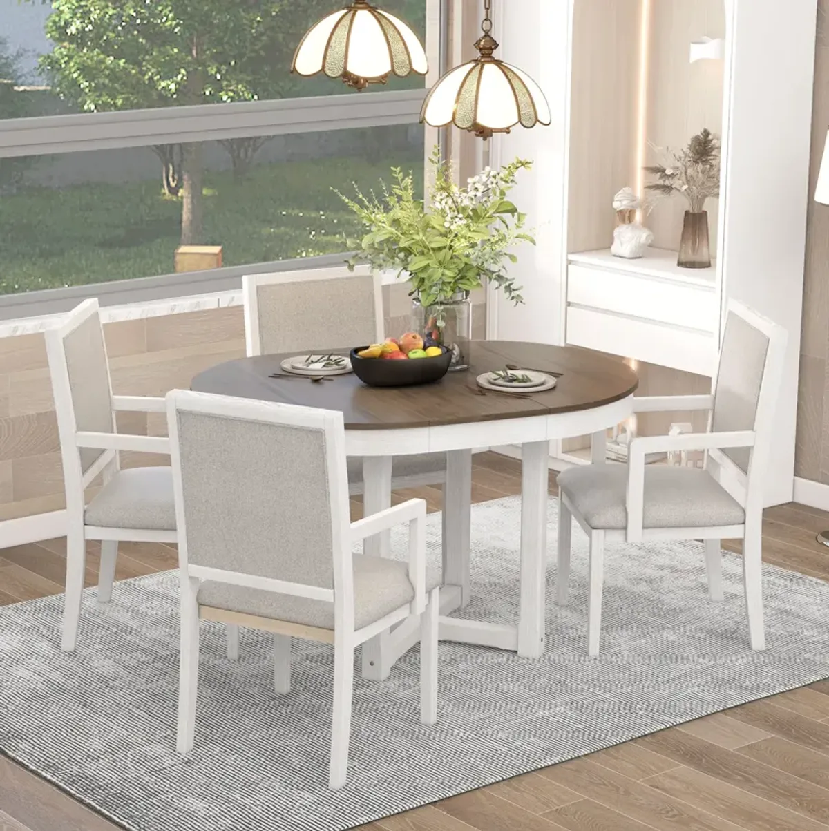 Merax  5-Piece Round Dining Table Set with 4 Chairs