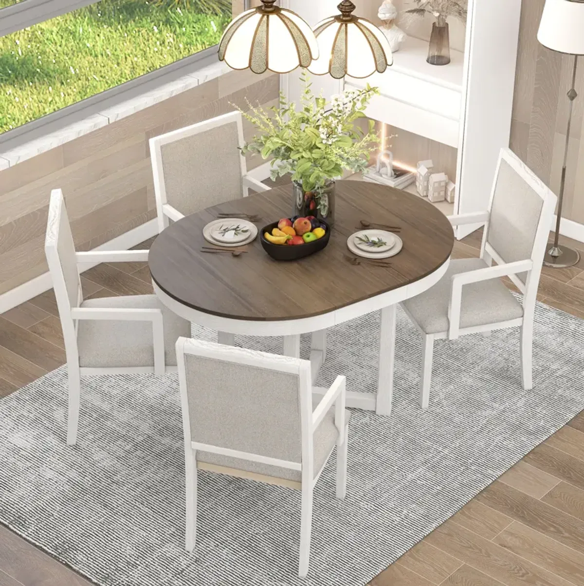 Merax  5-Piece Round Dining Table Set with 4 Chairs