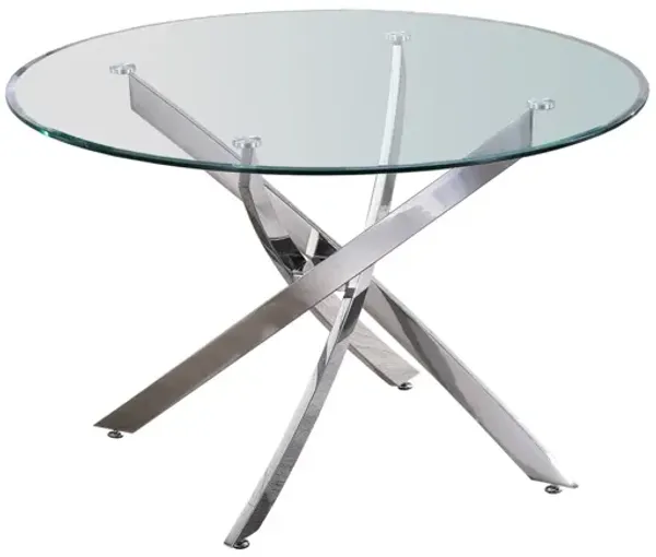 Circle Tempered Glass Top Dining Table With Stainless Steel Base For Dining Room/Living Room