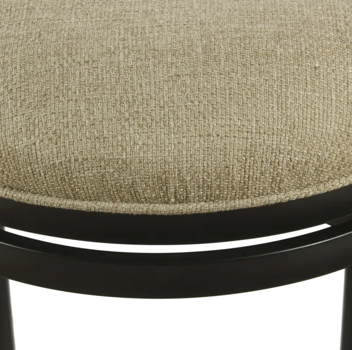 Metal Counter Stool with Swivelling Fabric Padded Seat, Beige and Black - Benzara