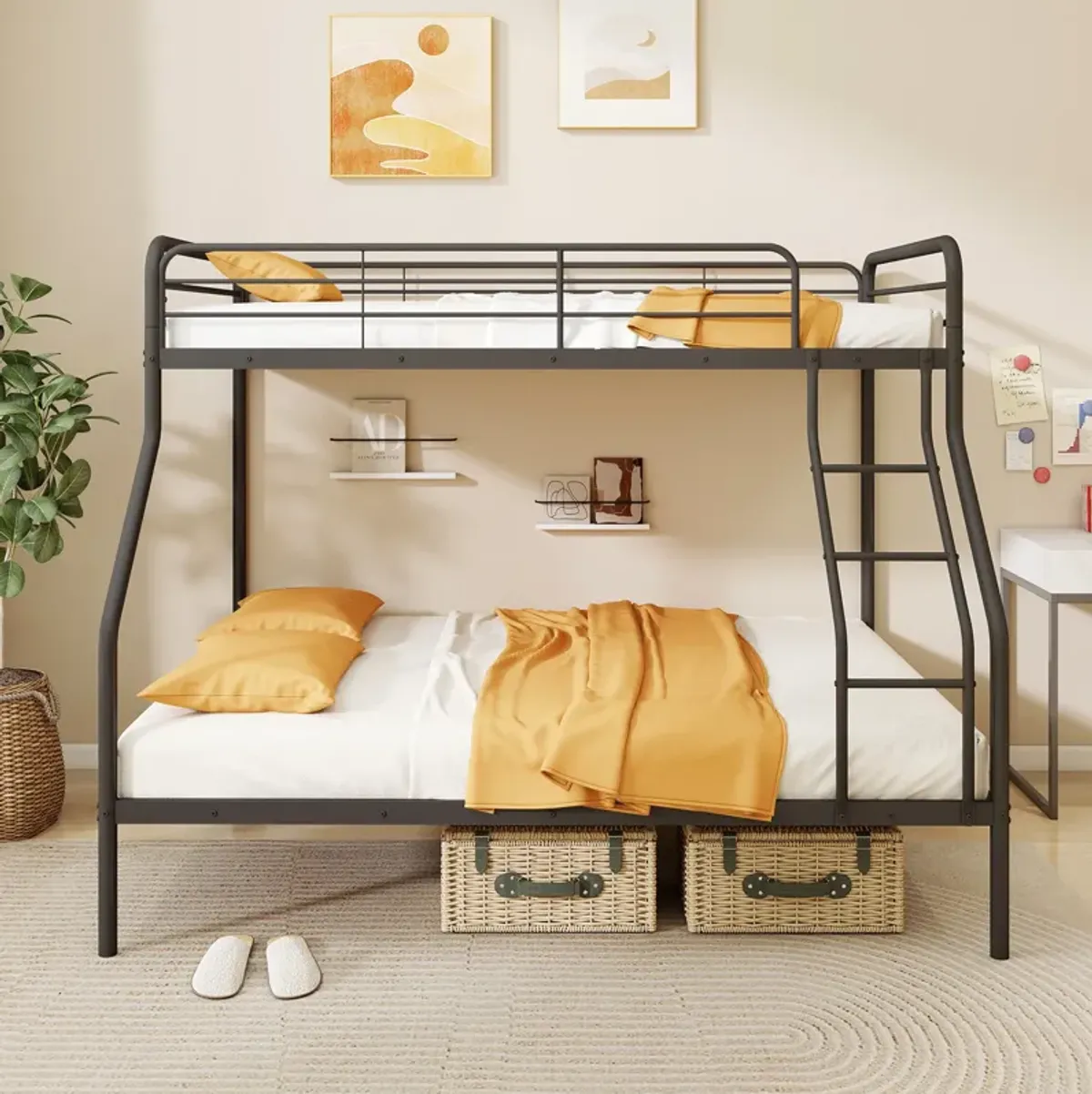 Bunk Bed with Ladder and Full-length Guardrails