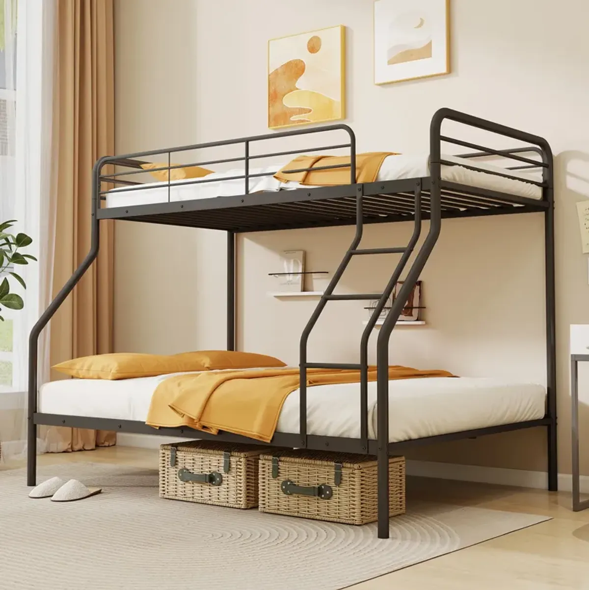 Bunk Bed with Ladder and Full-length Guardrails