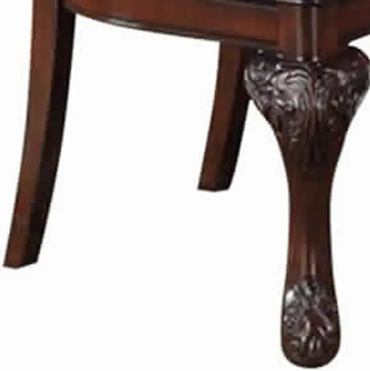 Traditional Rubber Wood Dining Chair With Faux Leather Upholstery , Set Of 2,Brown-Benzara