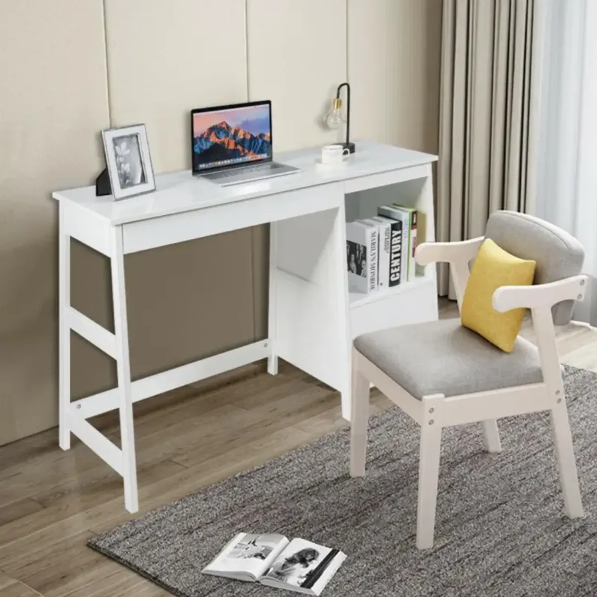 Hivvago 47.5 Inch Modern Home Computer Desk with 2 Storage Drawers