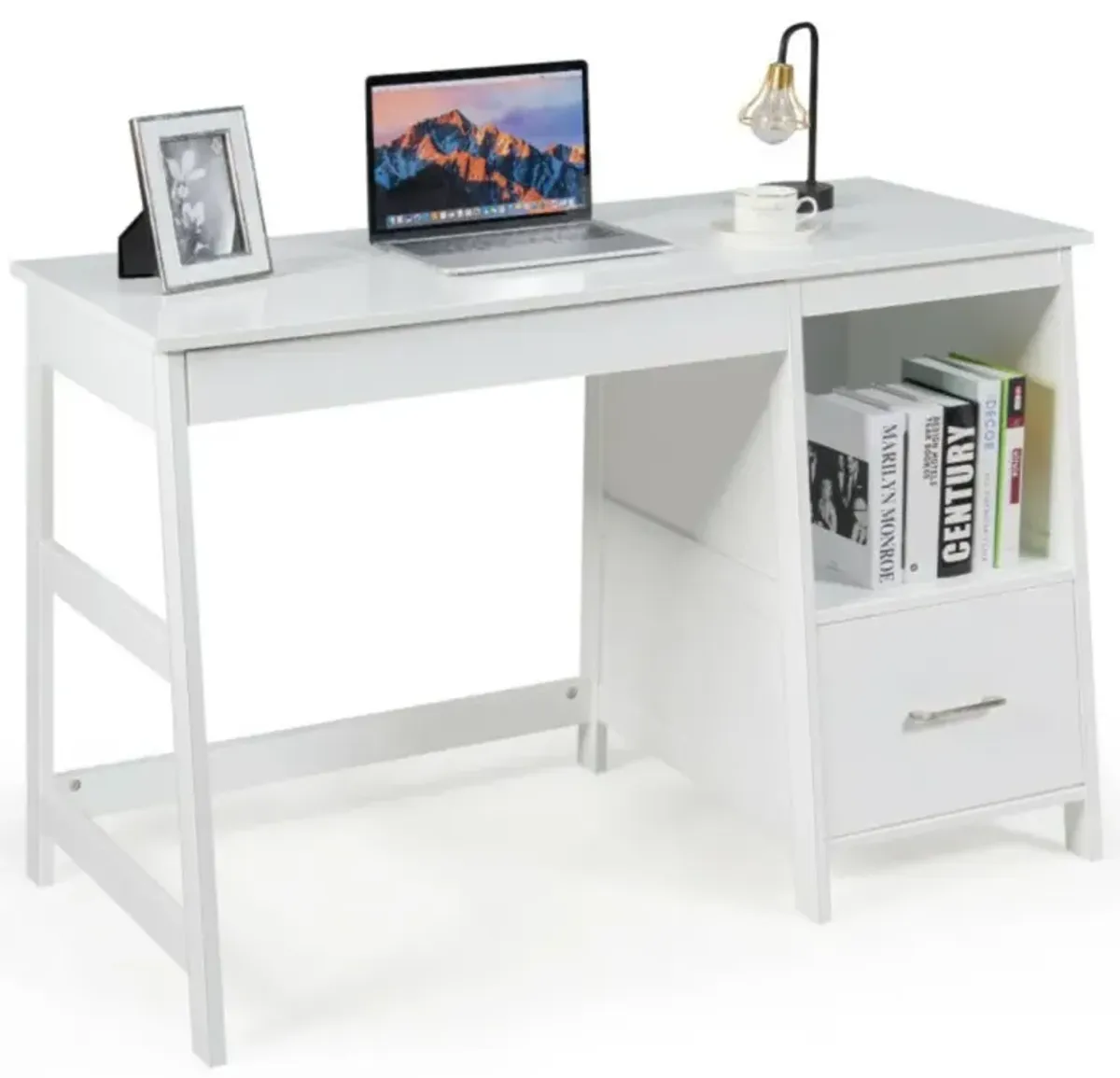 Hivvago 47.5 Inch Modern Home Computer Desk with 2 Storage Drawers