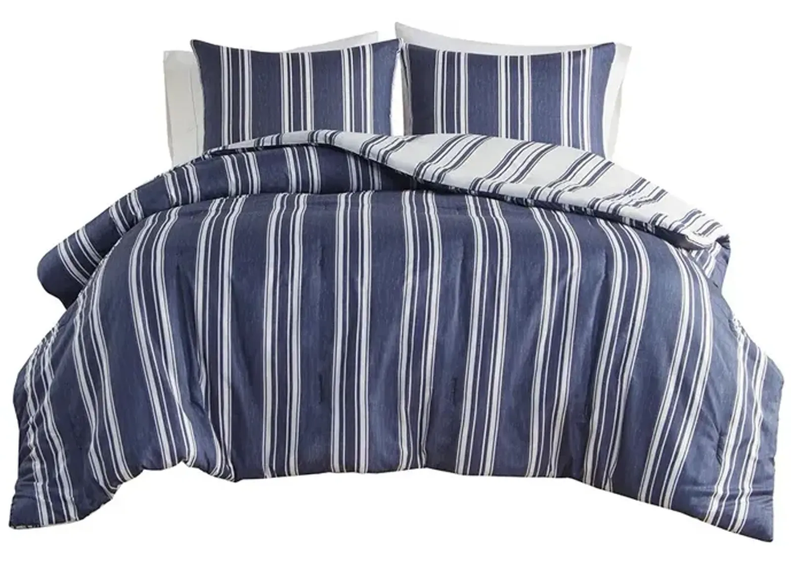 Gracie Mills Thais Farmhouse Reversible Striped Comforter Set