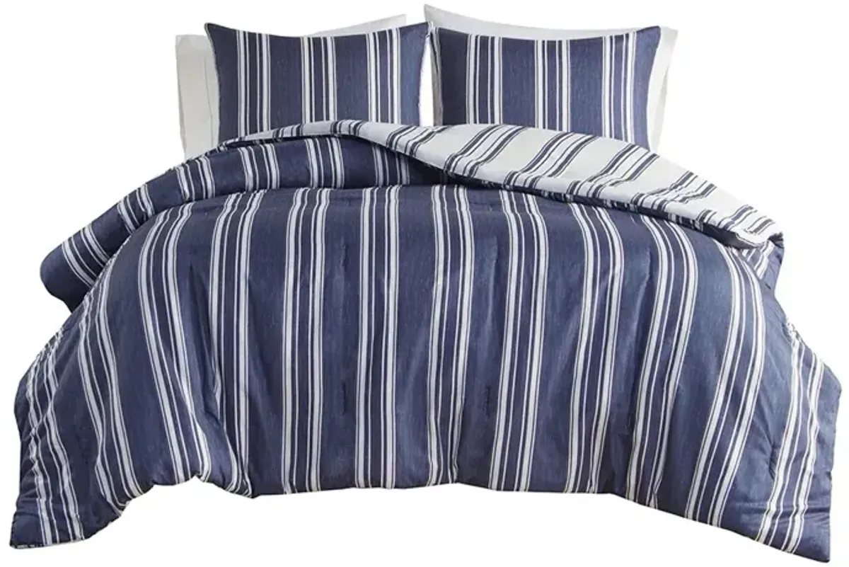 Gracie Mills Thais Farmhouse Reversible Striped Comforter Set