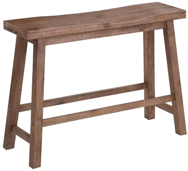 Amber 33 Inch Rubberwood Bench with Saddle Seat, Rectangular, Brown-Benzara