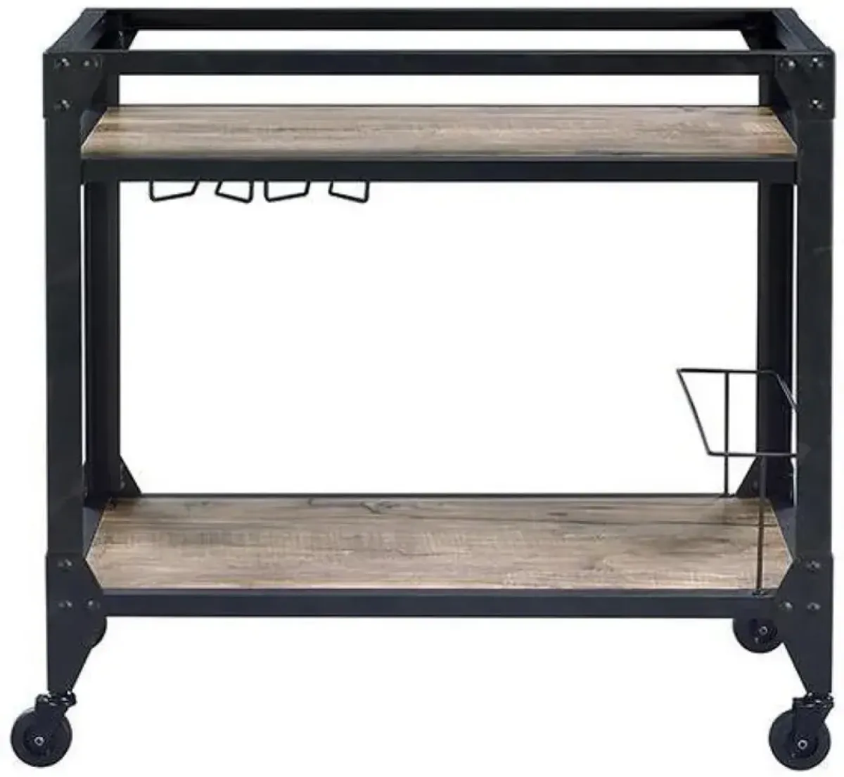 Jorgensen Serving Cart, Rustic Oak & Charcoal