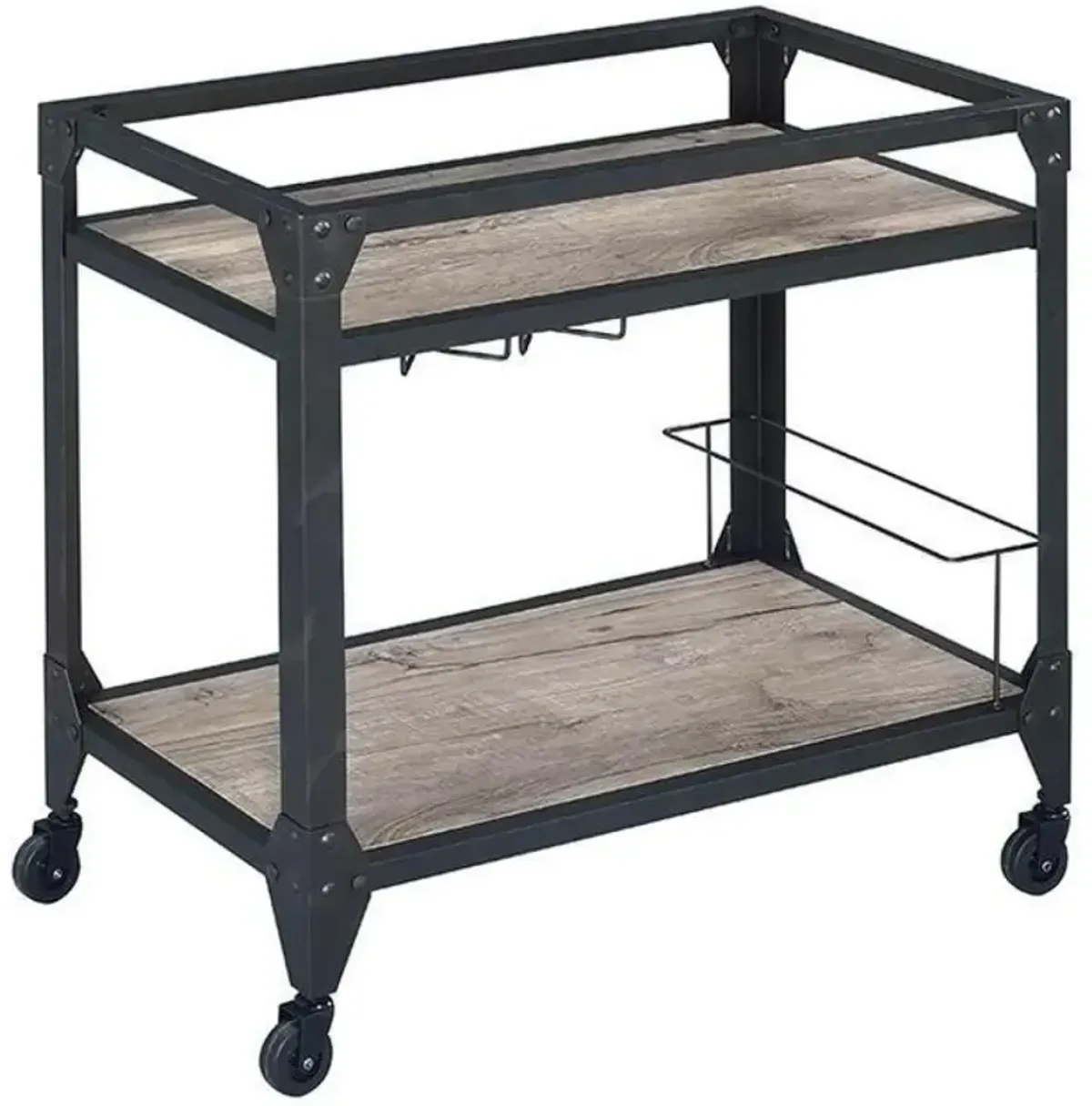 Jorgensen Serving Cart, Rustic Oak & Charcoal