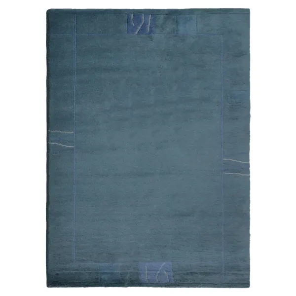 Rugsotic Carpets Hand Knotted Tibbati Wool 6'7''x9'10'' Area Rug Contemporary Blue T00206